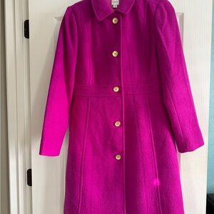J. Crew Fuchsia Coat with Gold Buttons - NEW never worn